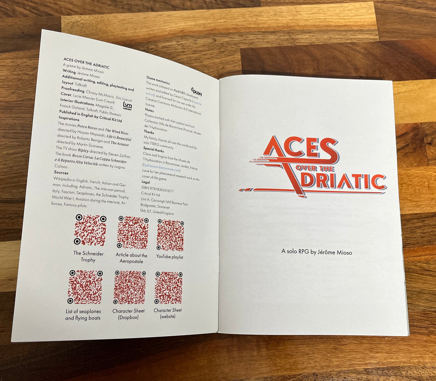 Aces over the Adriatic is a solo RPG based between the two world wars and the advances in aviation.