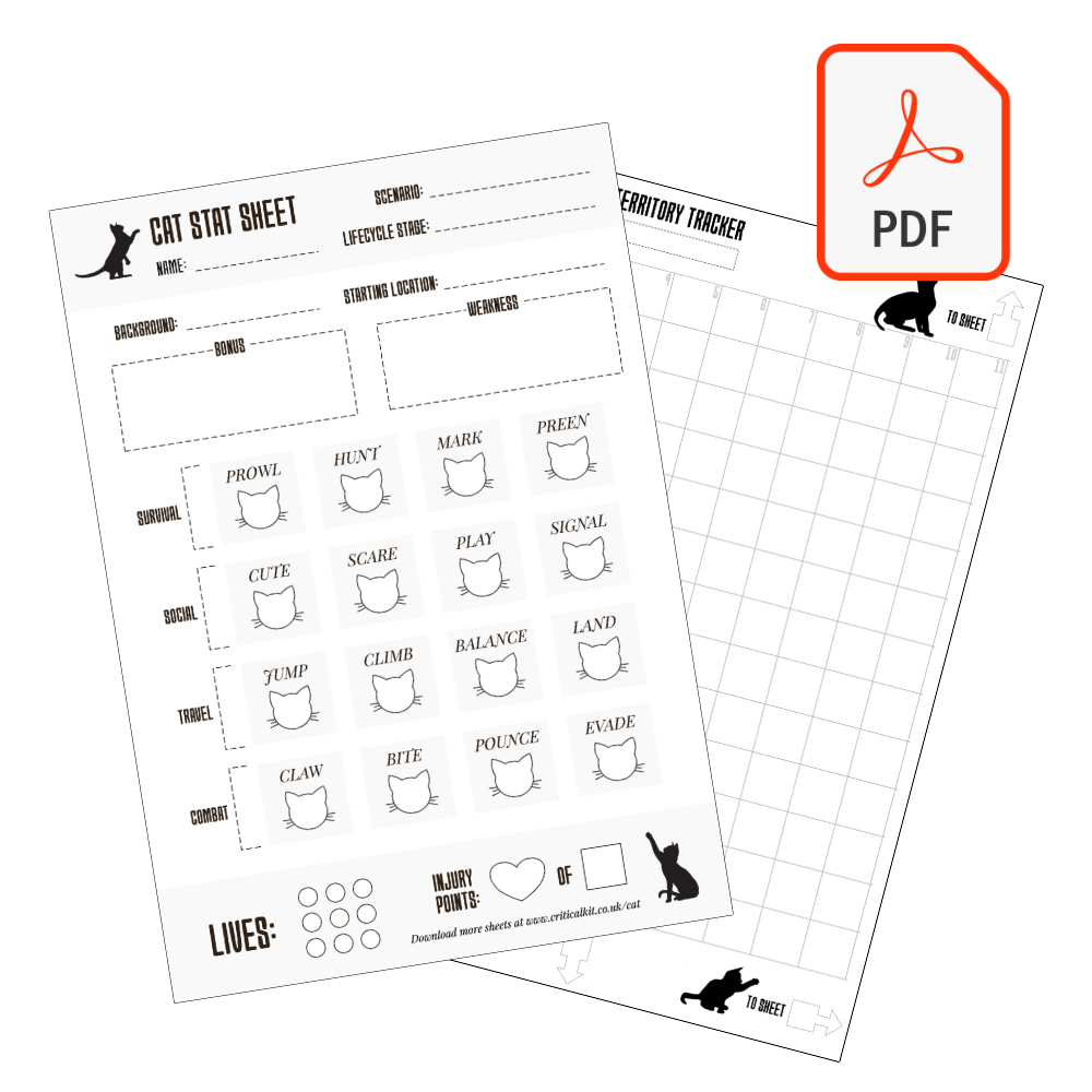 Be Like a Cat - PDF character sheets and trackers (FREE)