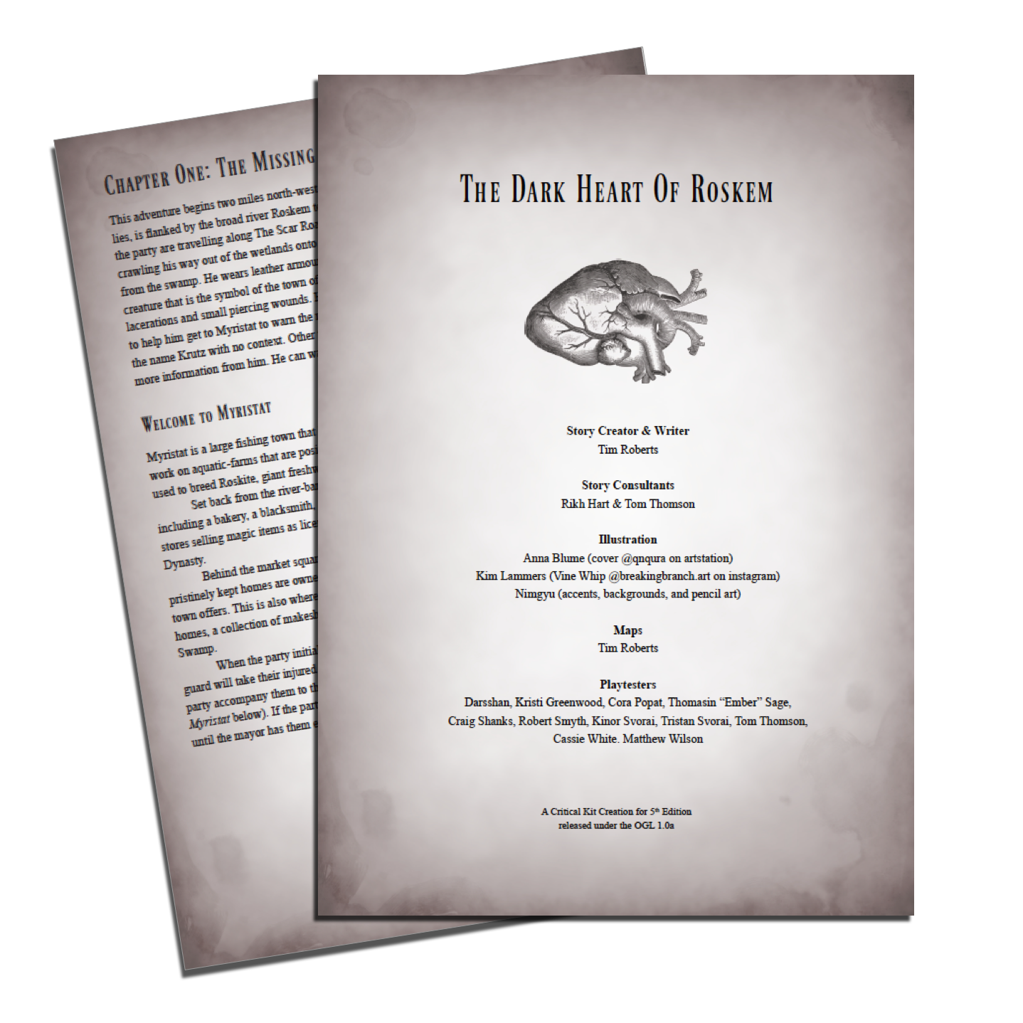 The Dark Heart of Roskem - one shot adventure, one shot dnd, dnd one shot, zine rpg