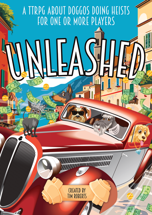 The book cover of TTRPG called Unleashed for one to more players, a creative writing tool