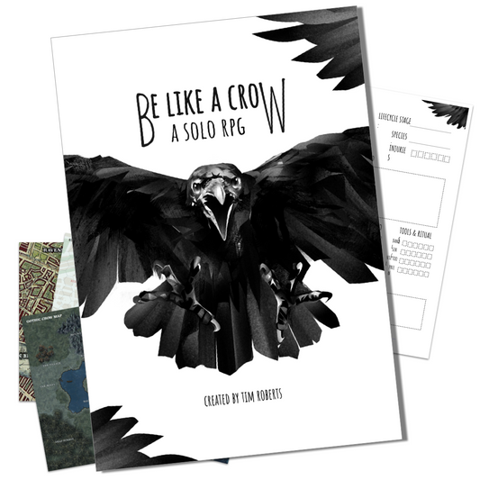 Be Like A Crow - Tim Roberts, solo RPG, journalling game, 2-player RPG - math rocks, clickety clacks